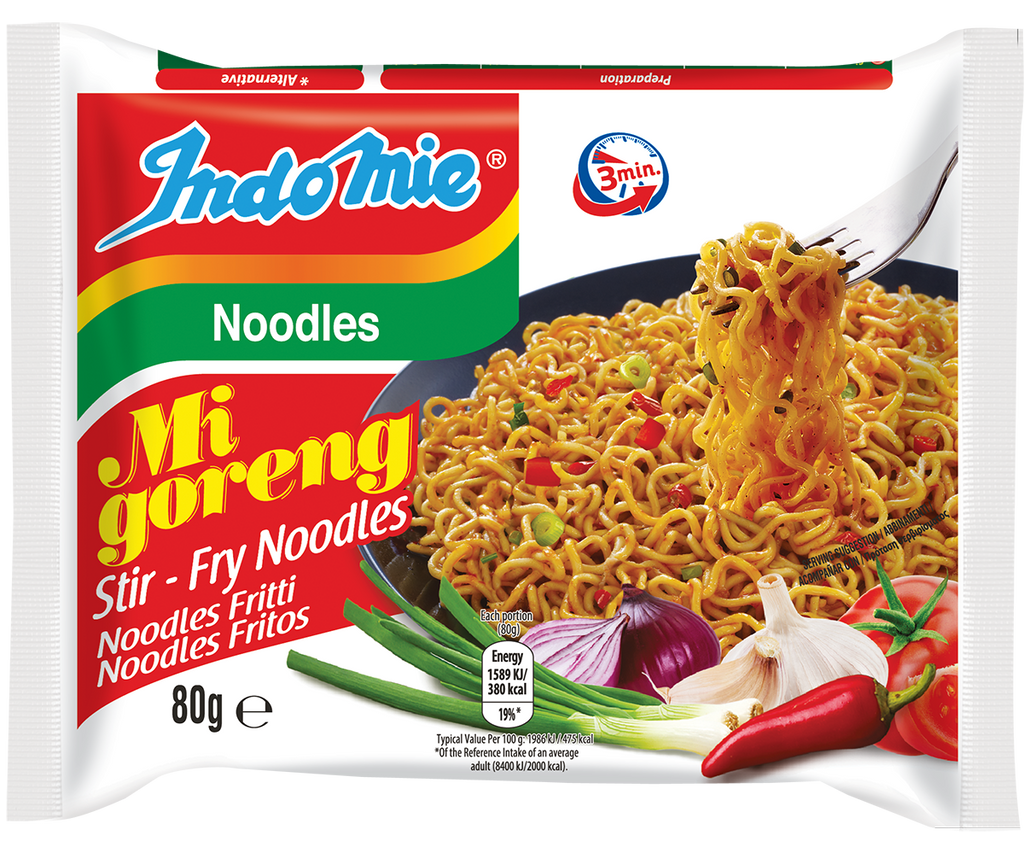 Indomie Mi Goreng Stir Fry Noodles is the most popular Indomie flavour around the world. Made with high quality flour and selected fresh ingredients and spices, a plate of Indomie Mi Goreng will certainly brighten up your day.